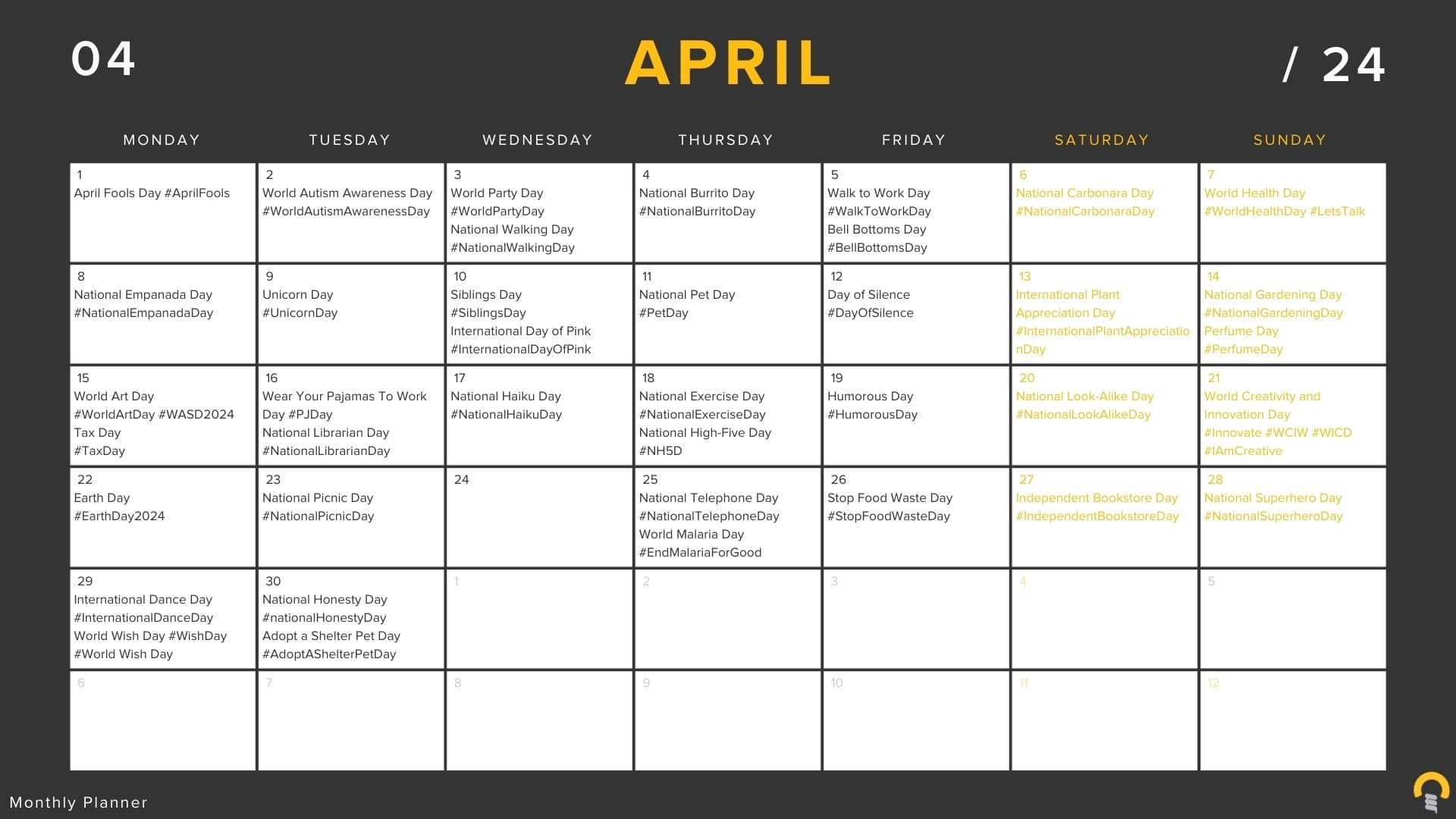 April Social Media Calendar April Social Media Calendar
